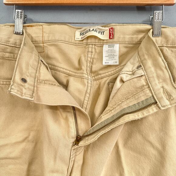 Levi's 505 Jeans Mens 34x26 Regular Fit Straight Tan Brown Red Tab Retro 90s Y2K - Picture 10 of 16